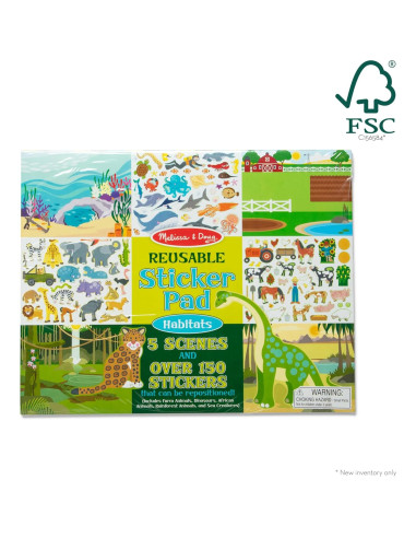 Melissa & Doug Libro de Pegatinas Reutilizables Hábitats