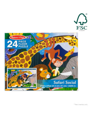Rompecabezas de Piso Melissa & Doug Safari Social 24 Piezas