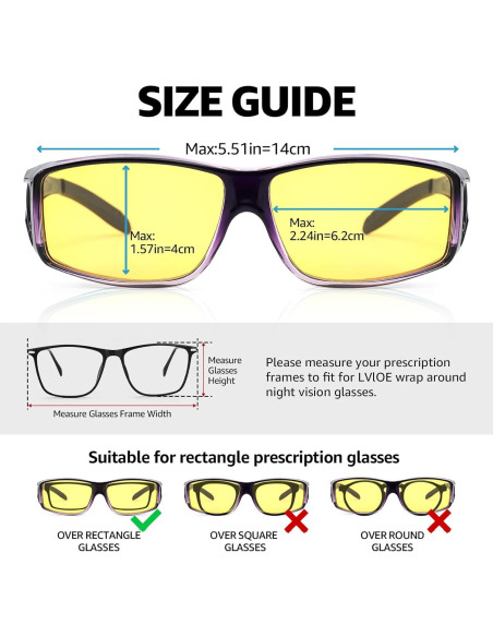 Gafas de Visión Nocturna LVIOE Wrap Around Lentes Amarillos