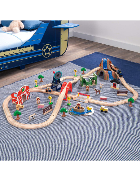 Juego de tren de granja KidKraft 75 piezas para niños Juego de tren de granja KidKraft 75 piezas para niños