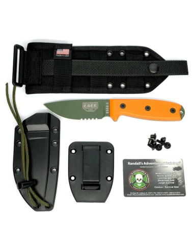 Cuchillo ESEE-3S Fijo 9.5cm con Mango G10 Naranja y Funda Molle