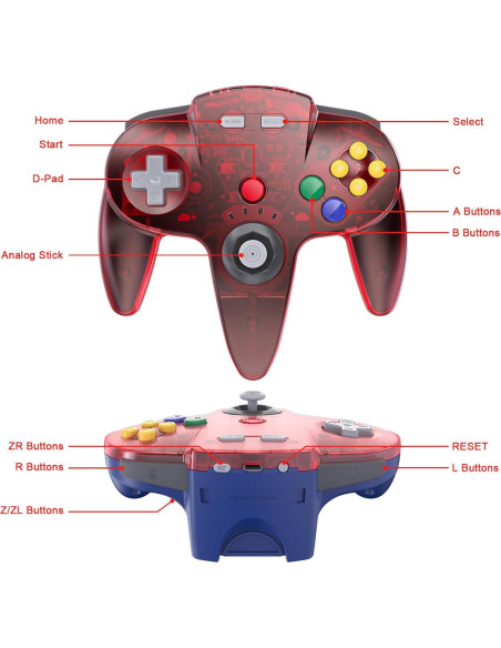 Controlador Inalámbrico N64 KIWITATA para Switch y PC Controlador Inalámbrico N64 KIWITATA para Switch y PC