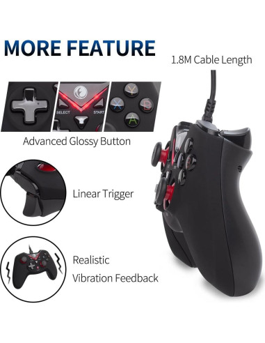 Controlador USB V-one Gamepad Rojo para PC y Android
