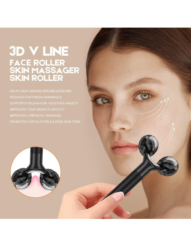 Masajeador Facial Eléctrico Beauty Bar 2-en-1 Rodillo 3D