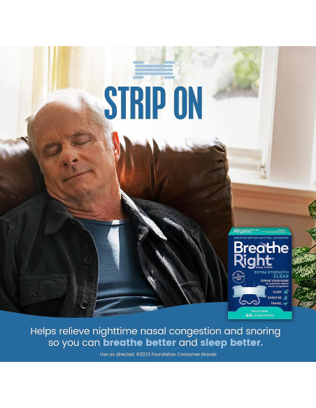 Tiras Nasales Breathe Right | Fuerza Extra | Transparente | 44 Piezas Tiras Nasales Breathe Right | Fuerza Extra | Transparente | 44 Piezas