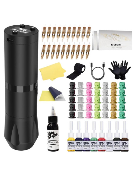 Kit de Pluma de Tatuaje Inalámbrica OZER con Accesorios Kit de Pluma de Tatuaje Inalámbrica OZER con Accesorios