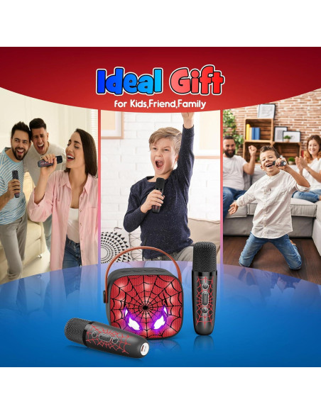 Máquina de Karaoke Mini Cool Bluetooth LED 2 Micrófonos Máquina de Karaoke Mini Cool Bluetooth LED 2 Micrófonos