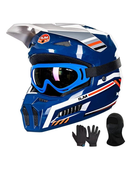 Casco Motocross ILM MT601Y Joven-Grande Espacio Azul Casco Motocross ILM MT601Y Joven-Grande Espacio Azul