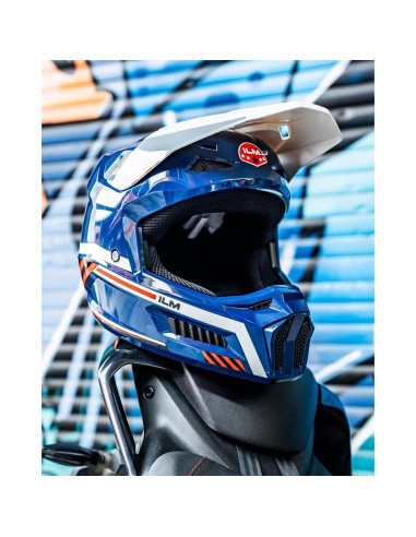 Casco Motocross ILM MT601Y Joven-Grande Espacio Azul