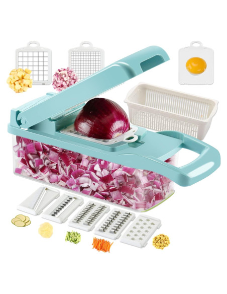 Cortador de Verduras Ourokhome 12 en 1 Multifuncional Azul Cortador de Verduras Ourokhome 12 en 1 Multifuncional Azul