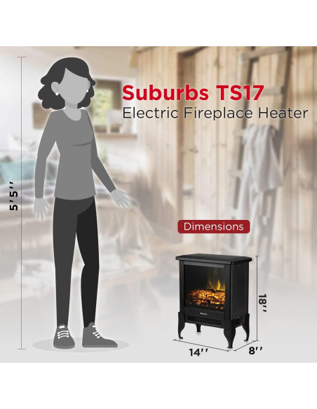 Estufa Eléctrica TURBRO Suburbs TS17 Compacta 1400W Negra Estufa Eléctrica TURBRO Suburbs TS17 Compacta 1400W Negra