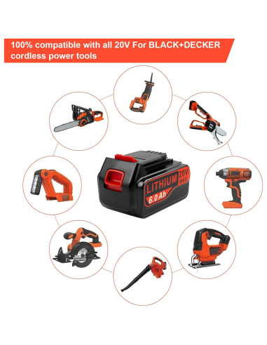 Batería de Litio 20V 6.0Ah Black & Decker Compatible