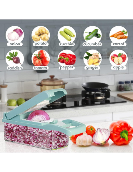 Cortador de Verduras Ourokhome 12 en 1 Multifuncional Azul Cortador de Verduras Ourokhome 12 en 1 Multifuncional Azul