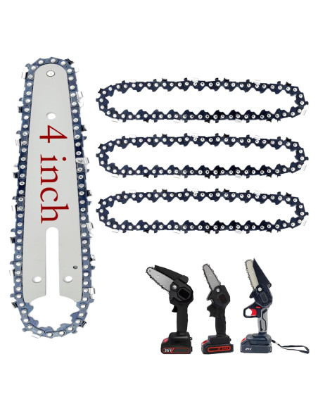 Cadenas de Reemplazo para Motosierra Mini 4" FIFCHALL (4 Cadenas + 1 Barra) Cadenas de Reemplazo para Motosierra Mini 4" FIFCHALL (4 Cadenas + 1 Barra)
