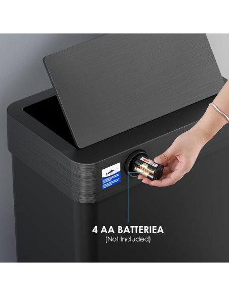 Papelera Automática con Sensor TLSUNNY 50L Acero Inoxidable Negro Papelera Automática con Sensor TLSUNNY 50L Acero Inoxidable Negro