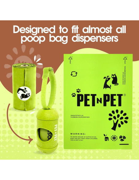 Bolsas de Excremento Pet N Pet 240 Cuentas Compostables 100% a Prueba de Fugas Bolsas de Excremento Pet N Pet 240 Cuentas Compostables 100% a Prueba de Fugas