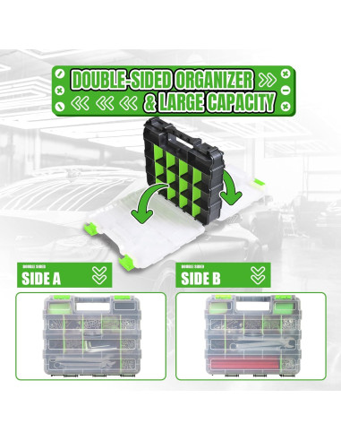 Caja de herramientas Jack Boss 34 compartimentos verde