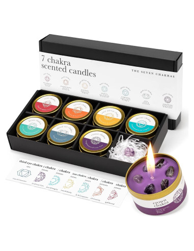 Juego de Velas Chakra Allegorie con Cristales 7 Piezas