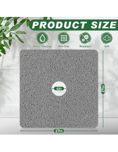 Alfombra de Ducha Antideslizante Zoryllic 60x60 cm Gris 2