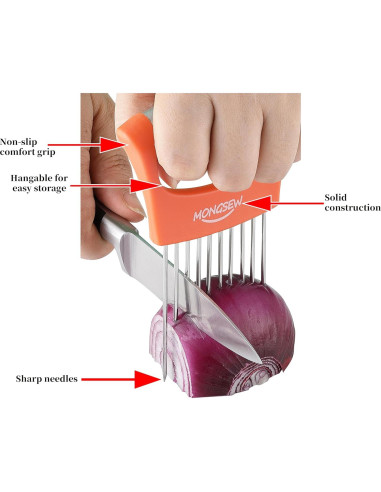 Cortador de Cebolla MONGSEW Acero Inoxidable Naranja 7.11 cm