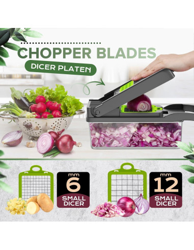 Cortador de Verduras Raipeu 14 en 1 Acero Inoxidable Gris