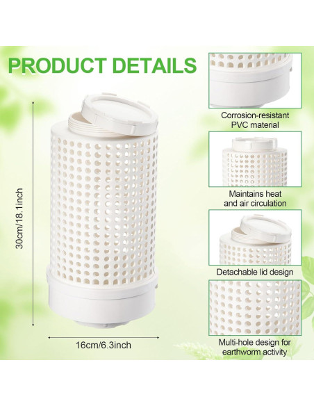 Compostador de Gusanos Blosssound 2 Pcs PVC 30x16x16 cm Compostador de Gusanos Blosssound 2 Pcs PVC 30x16x16 cm