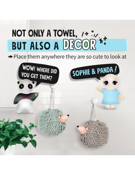 Toallas de Mano Erizo Sophie & Panda - Juego de 2 Gris Toallas de Mano Erizo Sophie & Panda - Juego de 2 Gris