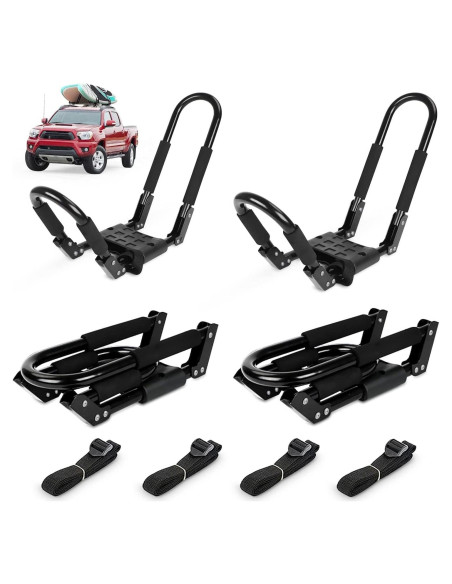 Soporte de Techo Plegable Ediors para Kayak 2 Pares Negro Soporte de Techo Plegable Ediors para Kayak 2 Pares Negro