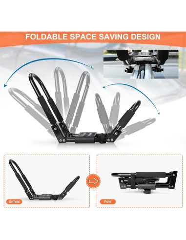 Soporte de Techo Plegable Ediors para Kayak 2 Pares Negro