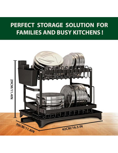 Escurridor de Platos 2 Niveles H&Fcollections Negro