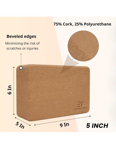 Bloque de Corcho Everyday Yoga 12.7 cm - Sostenible y Antideslizante