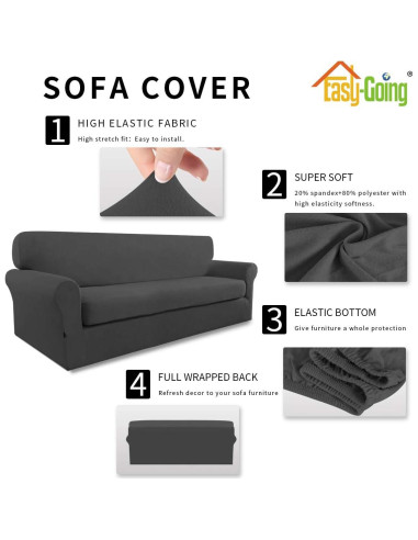 Funda de Sofá Stretch Easy-Going 2 Piezas Gris Oscuro