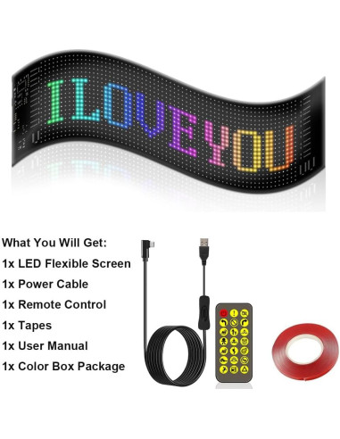 Cartel LED Publicitario Programable Howdot 12x60 cm USB