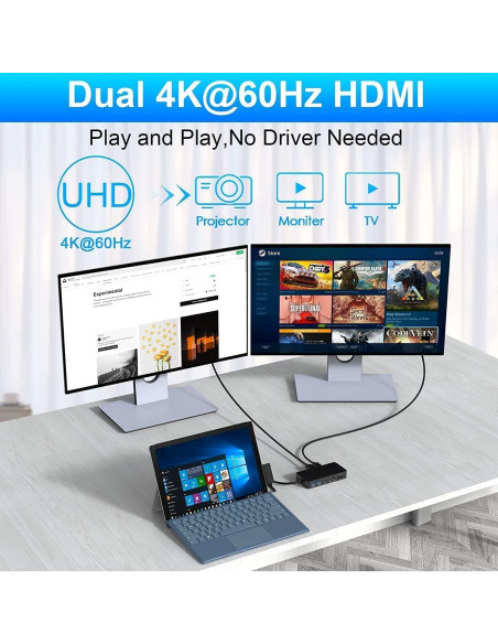 Microsoft Surface Dock 12 en 1, triple pantalla, HDMI, VGA, USB Microsoft Surface Dock 12 en 1, triple pantalla, HDMI, VGA, USB