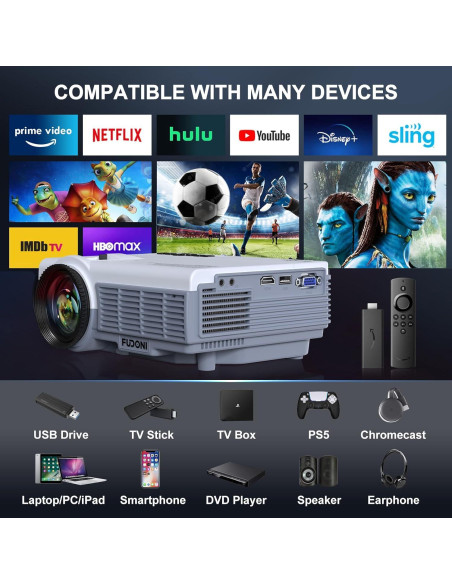 Proyector FUDONI P1 Nativo 1080P 14000L WiFi Bluetooth Proyector FUDONI P1 Nativo 1080P 14000L WiFi Bluetooth