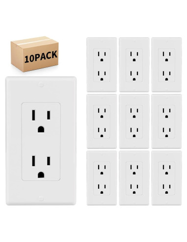 Paquete de 10 Toma Corriente POWAWINI 15 Amp 2 Polos 3 Hilos