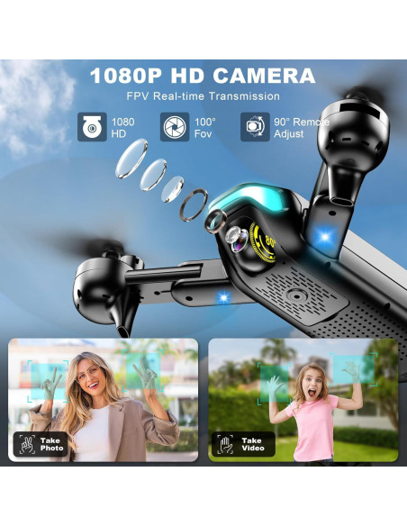 Drone Plegable REDRIE JY02 con Cámara 1080P y 2 Baterías Drone Plegable REDRIE JY02 con Cámara 1080P y 2 Baterías
