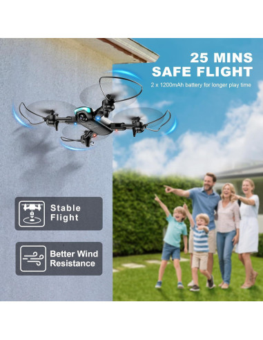 Drone Plegable REDRIE JY02 con Cámara 1080P y 2 Baterías