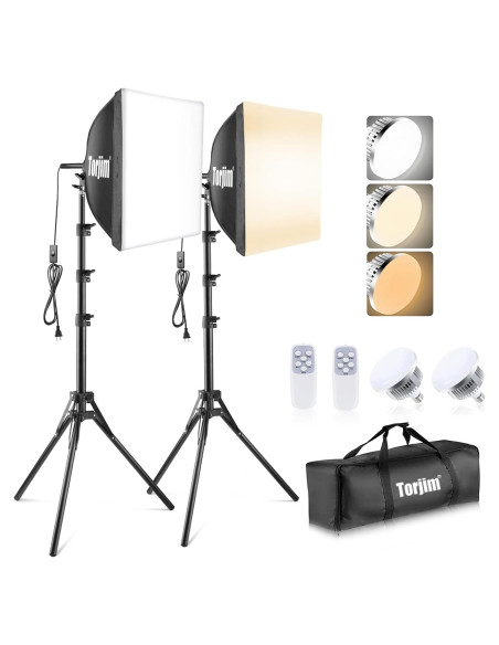 Kit de Iluminación Softbox Torjim 40x40cm con Bombillas LED Kit de Iluminación Softbox Torjim 40x40cm con Bombillas LED