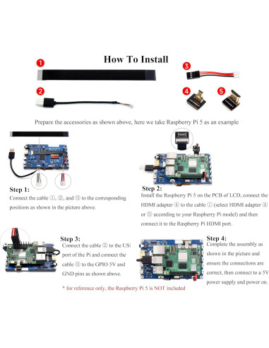 Pantalla Táctil 5" IPS HDMI Wonrabai 1024x600 Resistiva