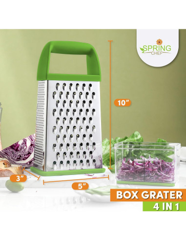 Rallador de Queso Spring Chef Verde con Contenedor 24,9 cm