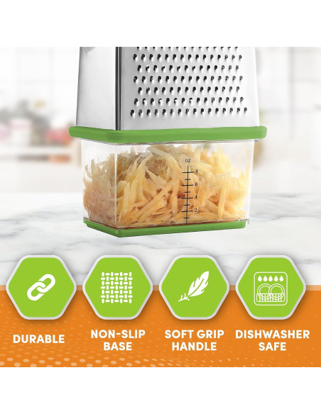 Rallador de Queso Spring Chef Verde con Contenedor 24,9 cm Rallador de Queso Spring Chef Verde con Contenedor 24,9 cm