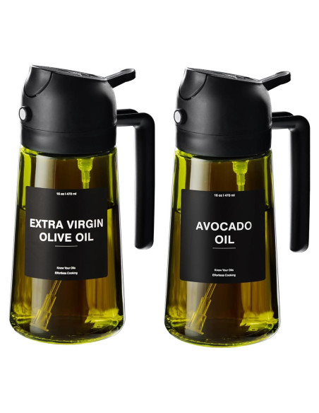 Dispensador de Aceite de Oliva CXINYI 470ml 2 en 1 con Etiquetas Dispensador de Aceite de Oliva CXINYI 470ml 2 en 1 con Etiquetas