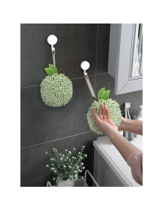 Toallas de Mano Fuzzy Ball Sophie & Panda - Juego de 2 Verde 2