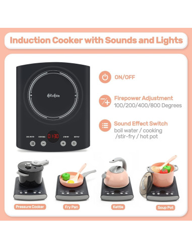 Juego de Cocina de Juguete Cute Stone 37 Piezas con Luz y Sonido
