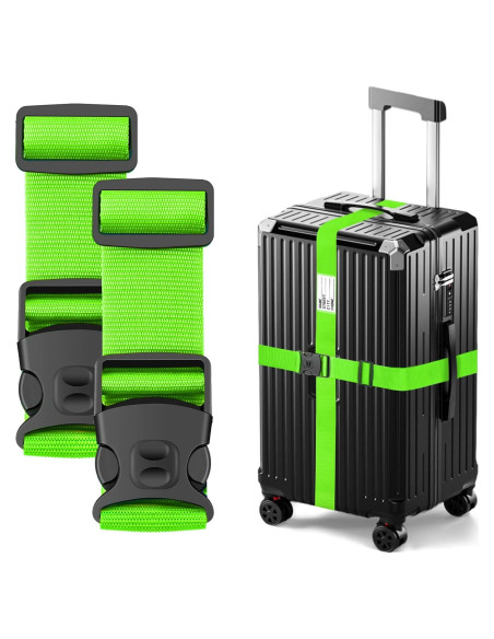 Correas de Equipaje BILIONE Ajustables 2 Piezas 2m Verde Correas de Equipaje BILIONE Ajustables 2 Piezas 2m Verde