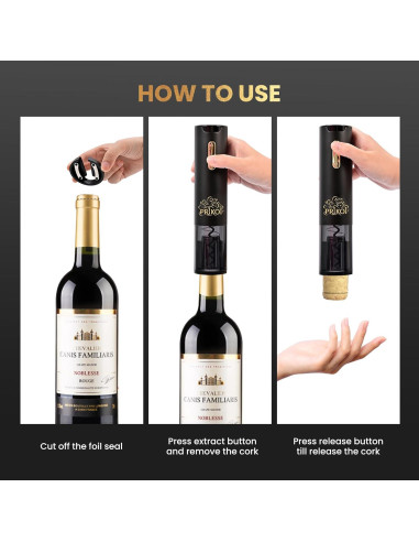 Juego de Abridor de Vino Eléctrico Prikoi con Base de Carga