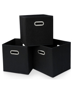 Cajas de Almacenamiento Plegables Yunkeeper 33x33 cm Set de 3 Negro