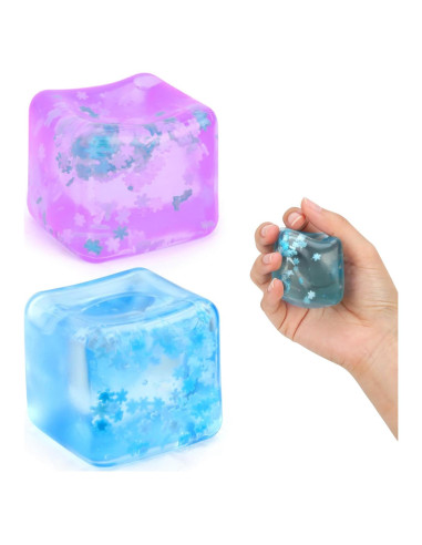 Juguete Antiestrés Gretex - Set de 2 Cubos Suaves Azul y Púrpura