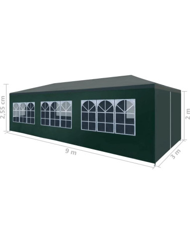 Carpa de Fiesta Resistente al Agua LJLB 8.99m x 2.99m Verde